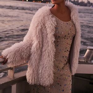 NWT Anthropologie Let Me Be Bejeweled Mesh Maxi Dress